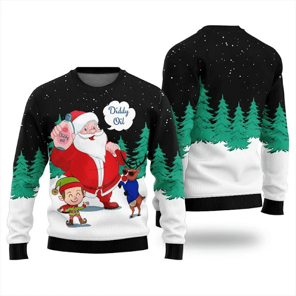 Funny Diddy Oil Santa Ugly Christmas Sweater