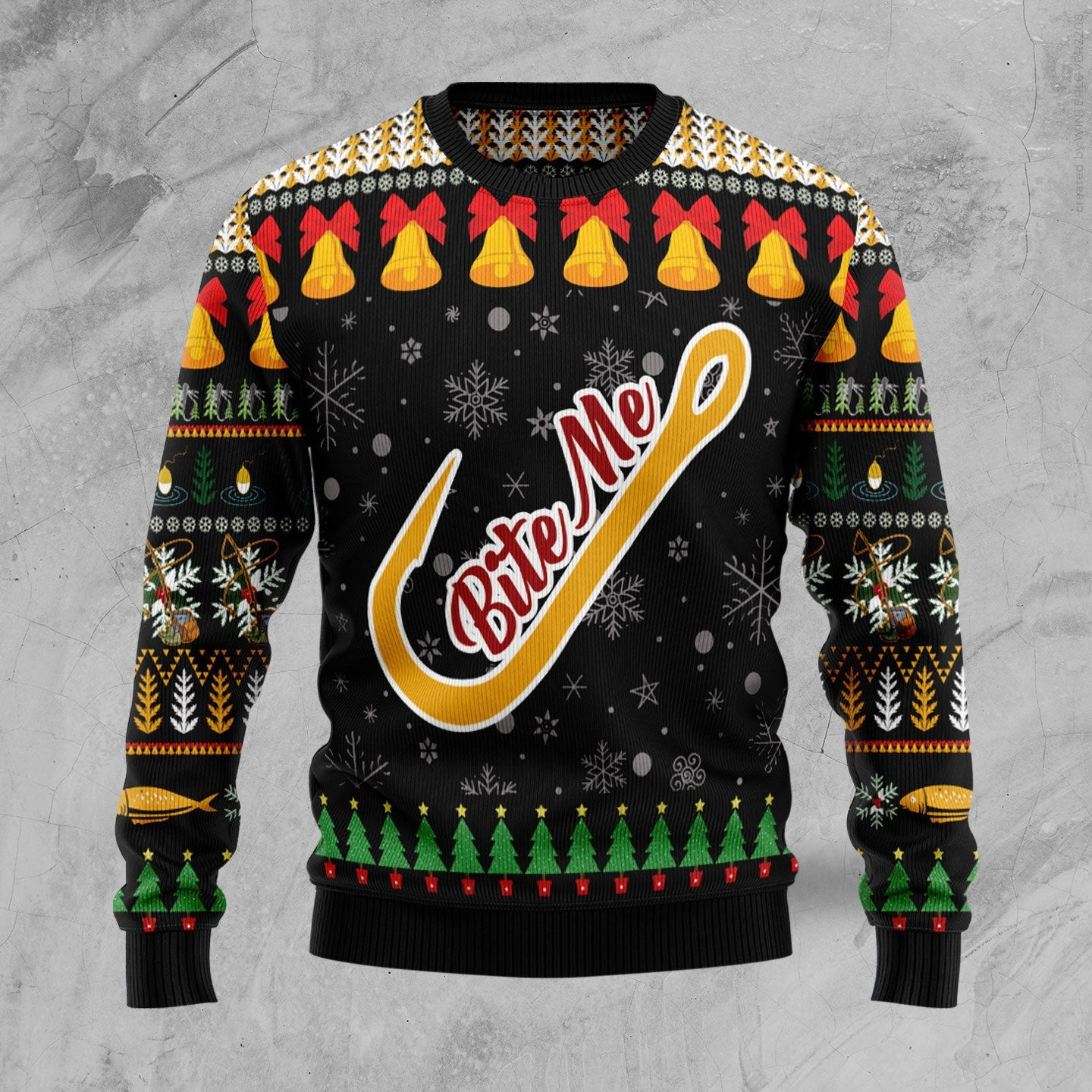 Funny Fishing Bite me Ugly Christmas Sweater