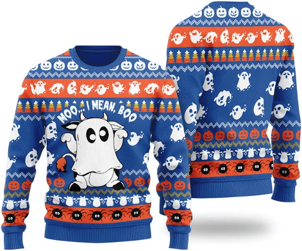 Funny Ghost Cow Ugly Halloween Sweater