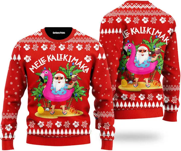 Hawaii Santa Claus Mele Kalikimaka Ugly Christmas Sweater