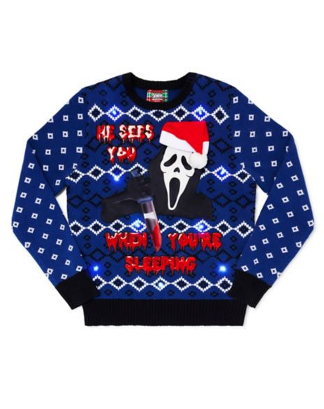 He Sees You Ghost Face Ugly Christmas Sweater