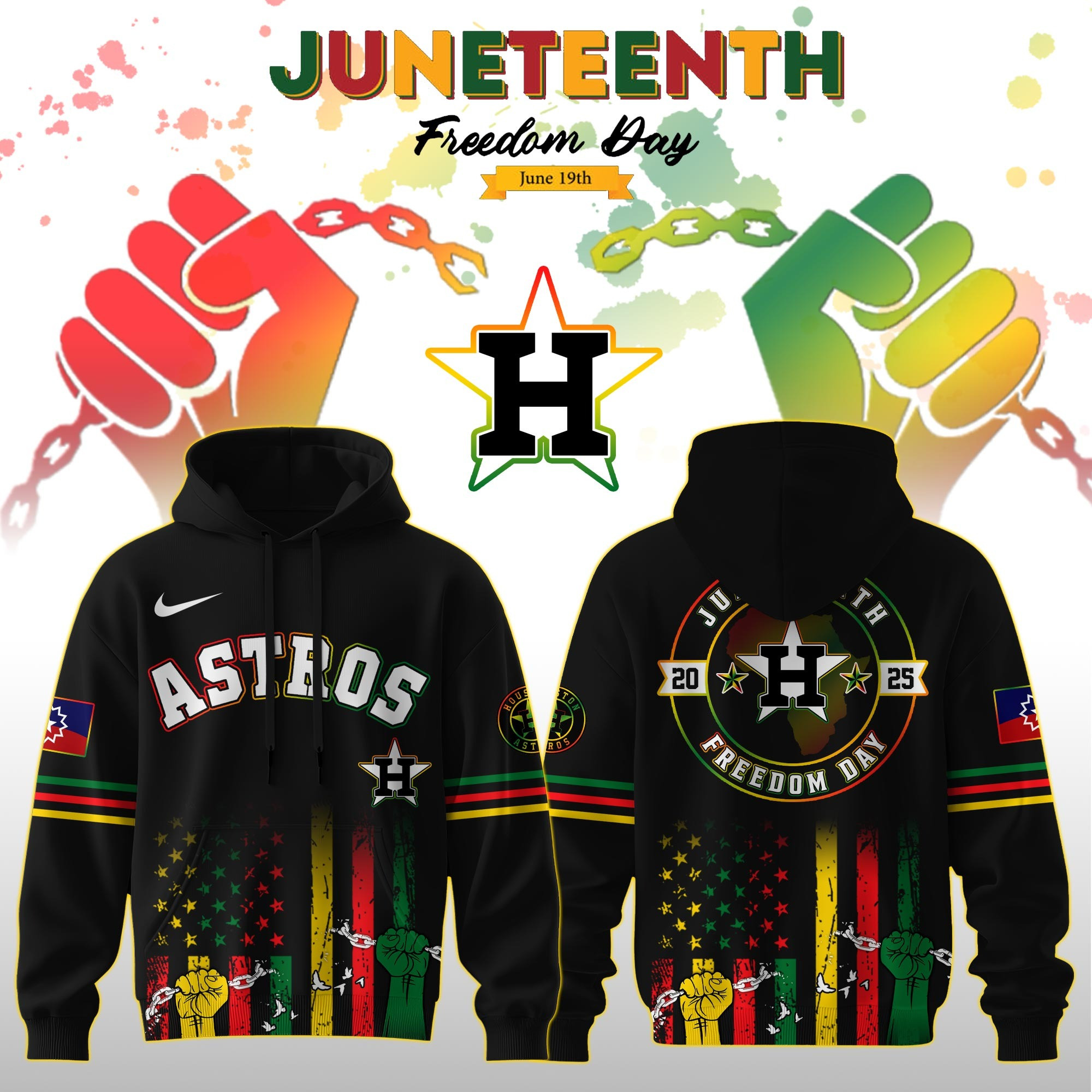 Houston Astros MLB X Juneteenth Day 2025 Hoodie Themed Baseball Fan Merch Gifts For Him