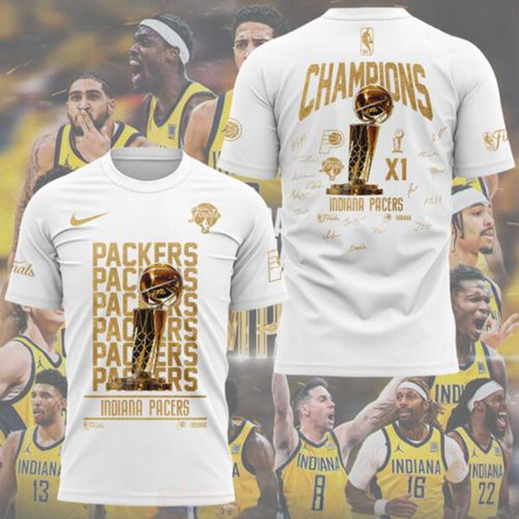 Indiana Pacers 2025 NBA Finals Champions White T-Shirt Indiana Pacers Merch Gifts For Dad