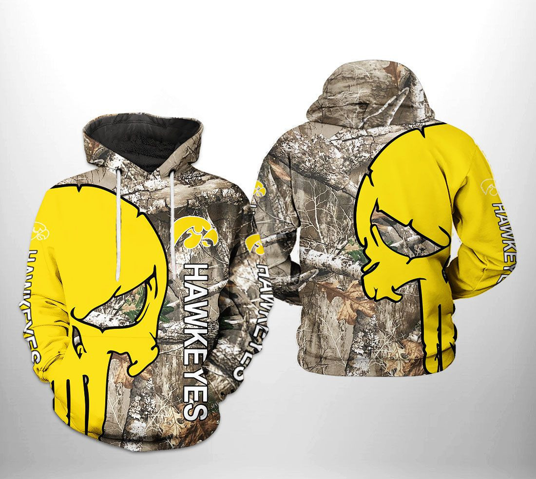 Iowa Hawkeyes NCAA Camo Veteran Hunting Hoodie Zip Hoodie