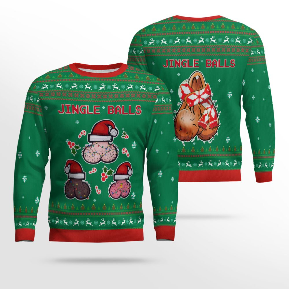 Jingle Balls Funny Ugly Christmas Sweater Green