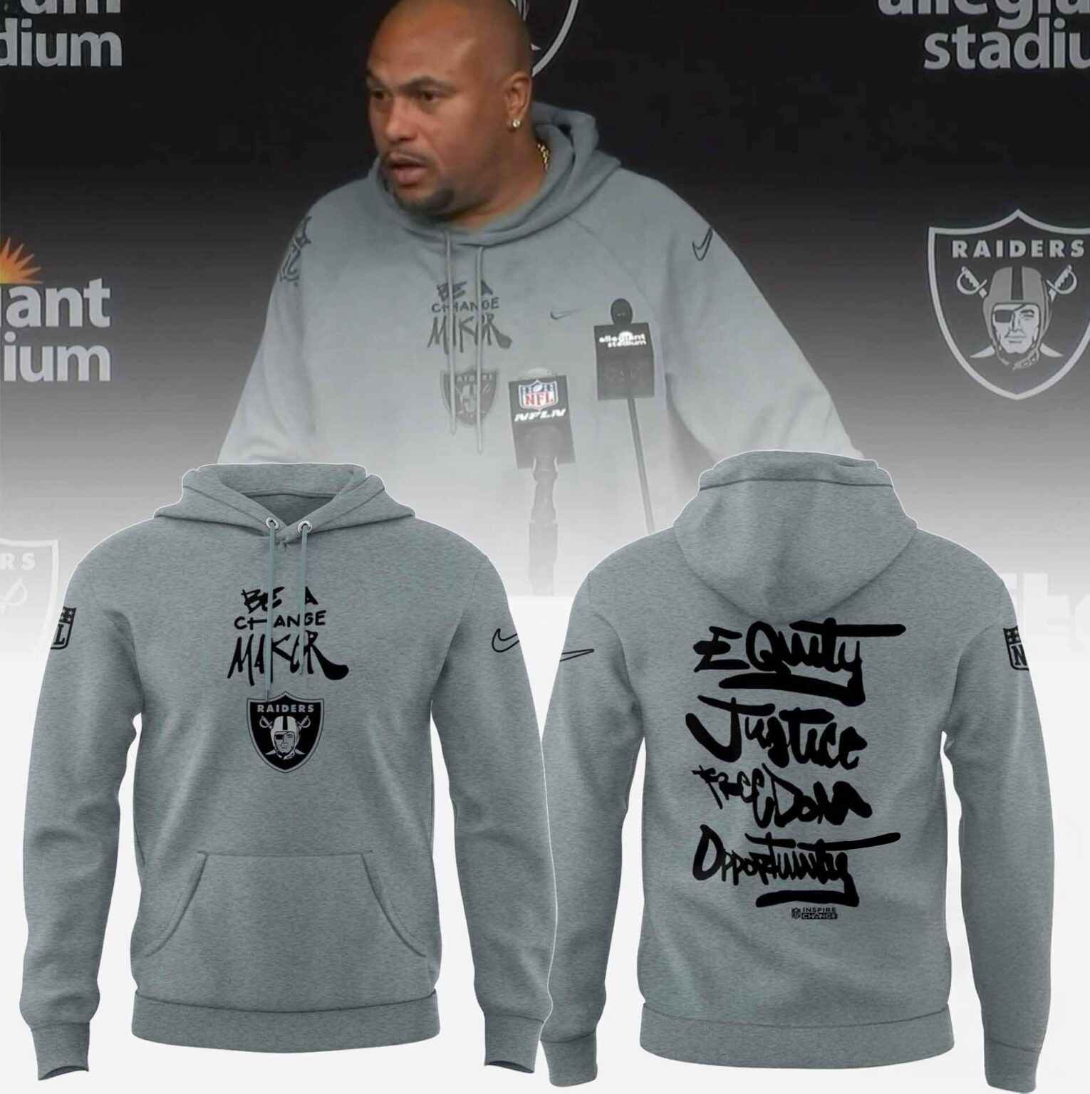 Las Vegas Raiders 2024 Be A Change Maker Hoodie Gifts For Football Fan