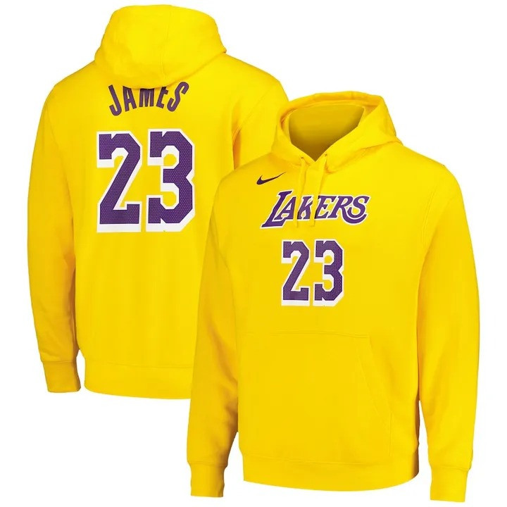 LeBron James Merch Hoodie NBA Los Angeles Lakers Name & Number Apparel Gifts For Fans