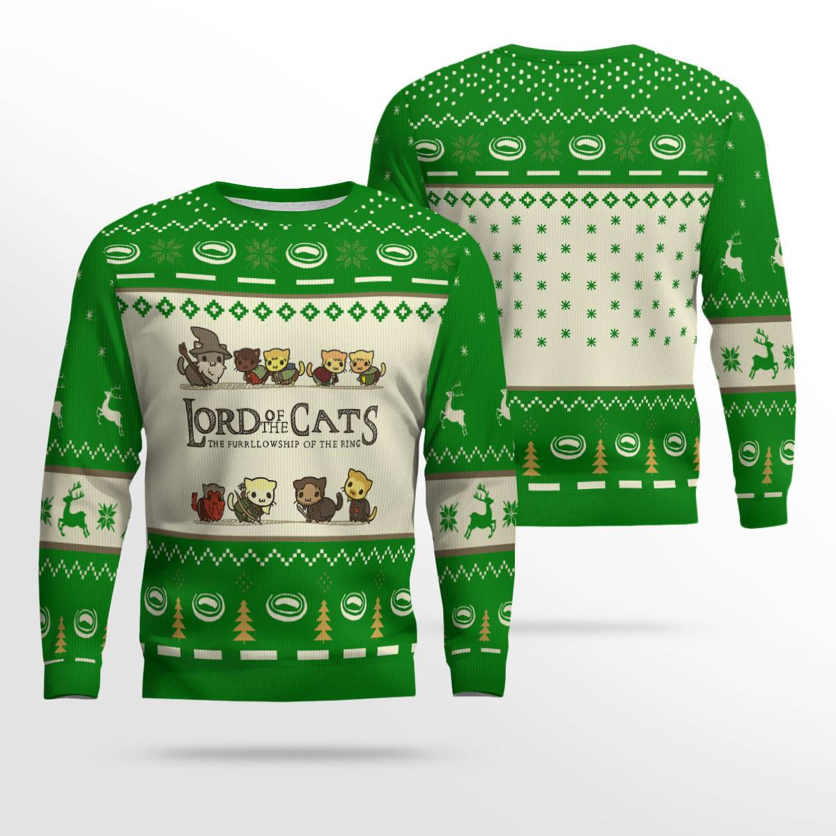 Lord Of Cats Ugly Christmas Ugly Christmas Sweater Funny Green