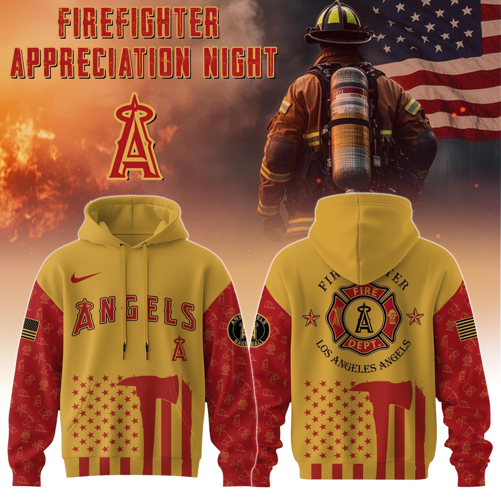 Los Angeles Angels MLB X Firefighter Appreciation Night Hoodie Merch Baseball Fan Gifts