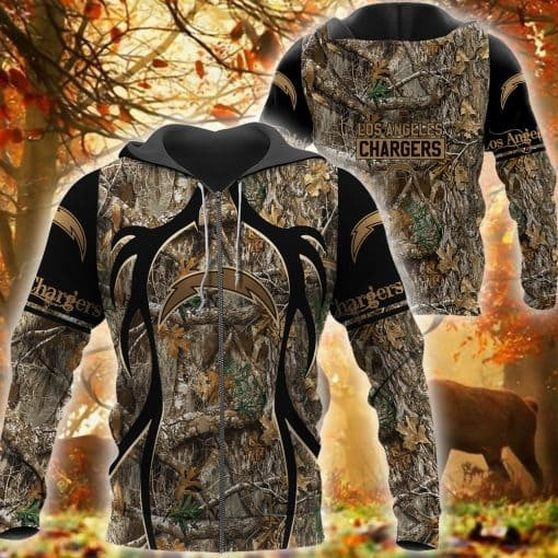 Los Angeles Chargers Hunting Camo Football 3D printed Sweatshirt Hoodie Zipped Hoodie
