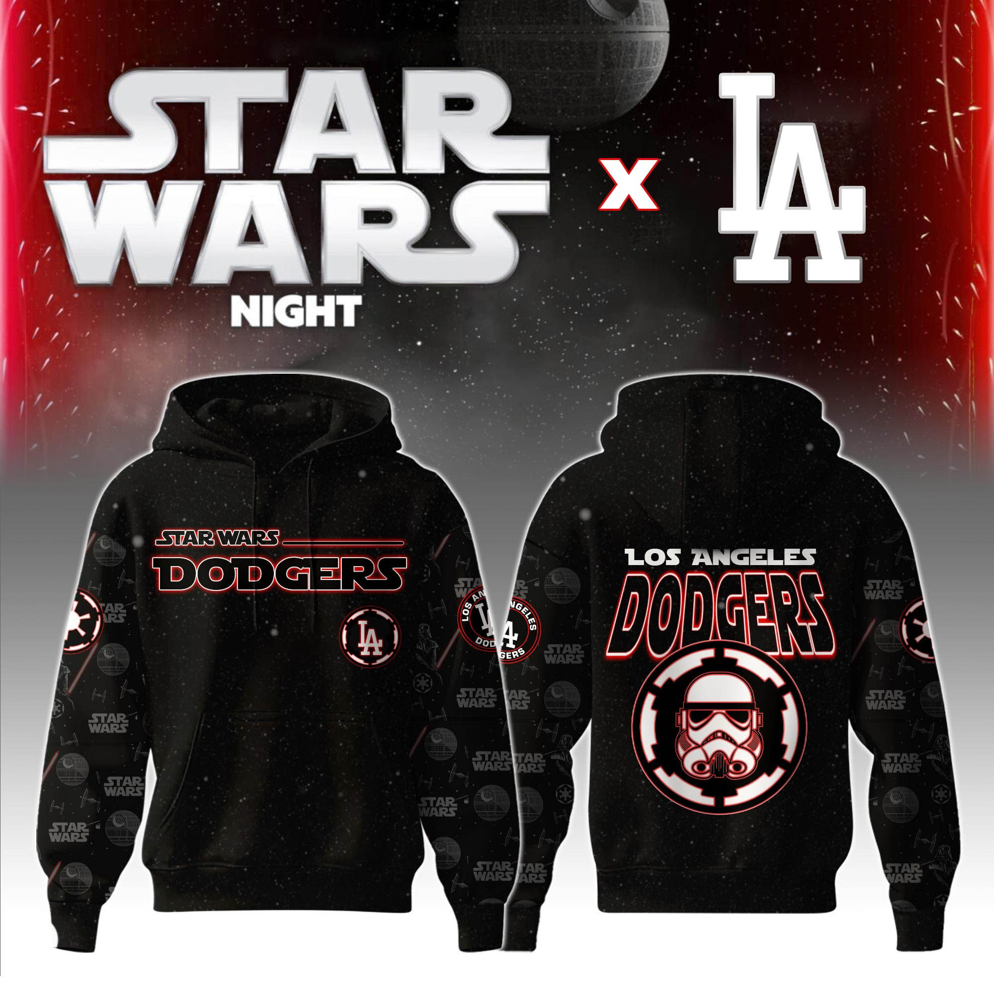 Los Angeles Dodgers MLB x Star War Night Hoodie 2025 Best Gifts For Baseball Fans
