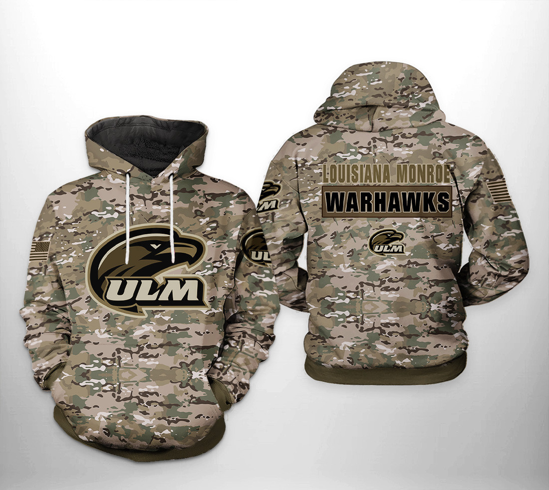 Louisiana Monroe Warhawks NCAA Camo Veteran Hoodie Zip Hoodie