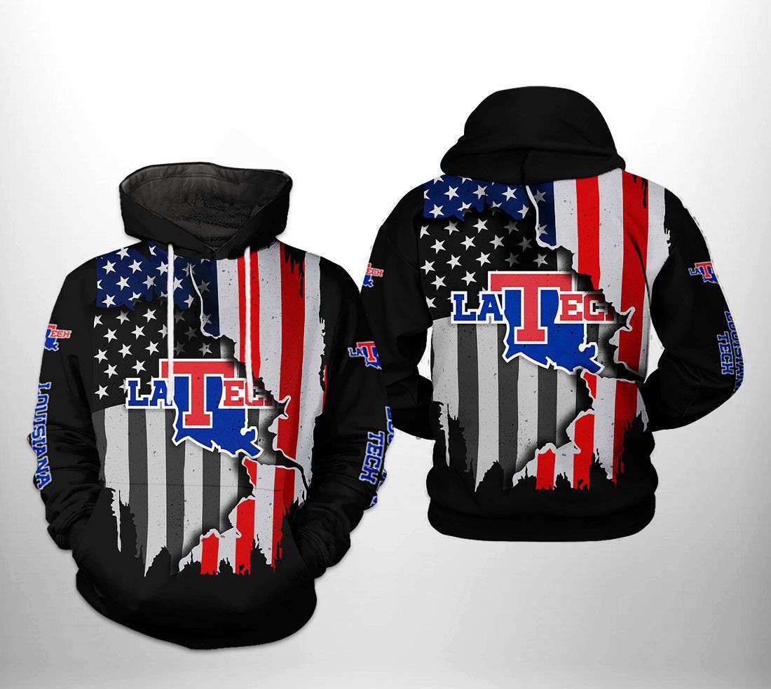 Louisiana Tech Bulldogs NCAA US Flag Hoodie Zip Hoodie Version 532