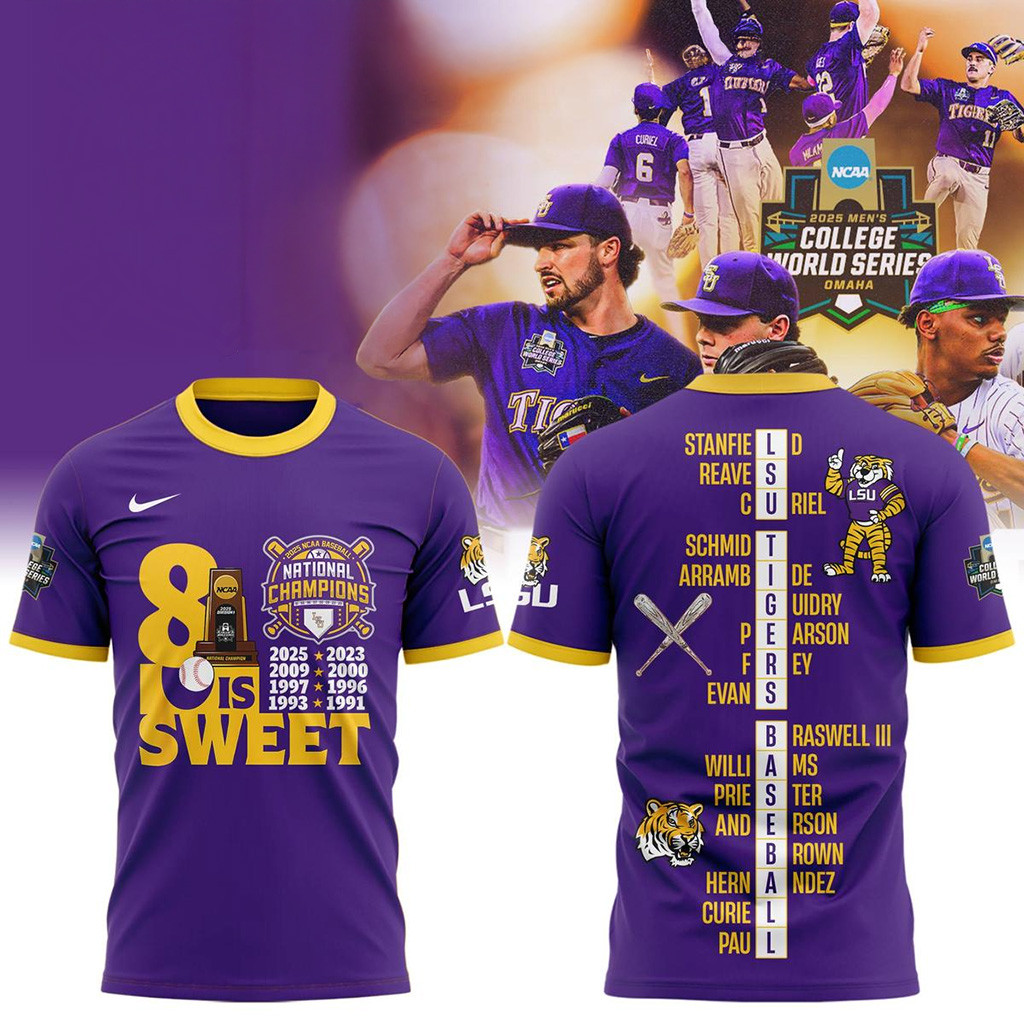 LSU Tigers 8x NCAA Baseball Champions Hoodie LSU Championship Shirt Merch