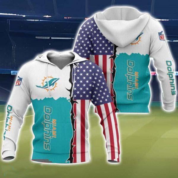 Miami Dolphins American Flag NFL Football Team Hoodie