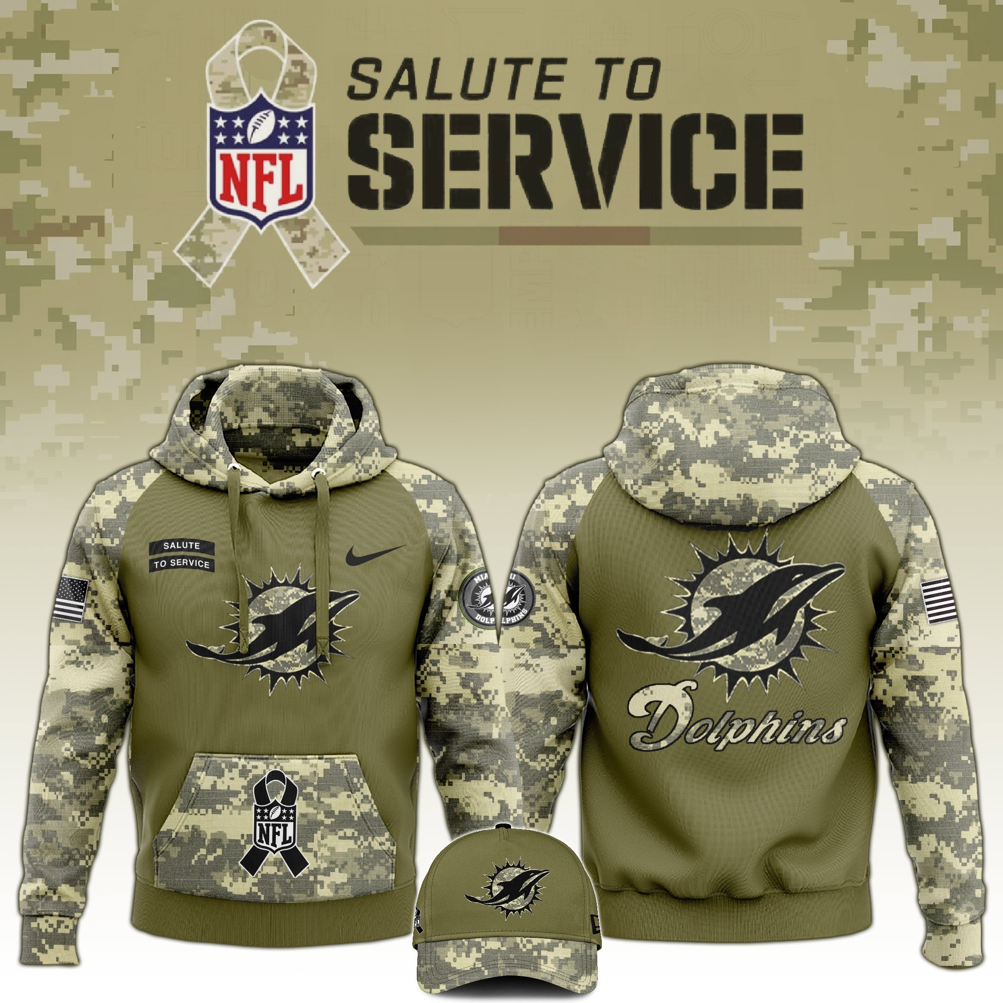 Miami Dolphins Salute to Service Club Edition Camo Hoodie Gift For Dolphins Lovers
