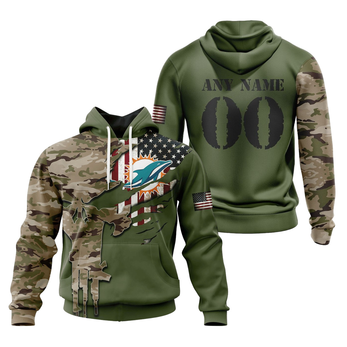Miami Dolphins Special Camo Design 3D printed Sweatshirt Hoodie Zipped Hoodie