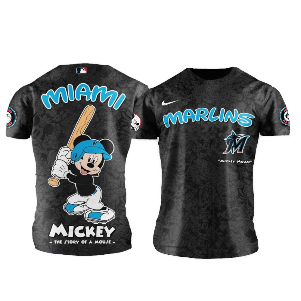 Miami Marlins MLB x Mickey Night Game Shirt Miami Marlins Merch Fathers Day Gifts For Husband