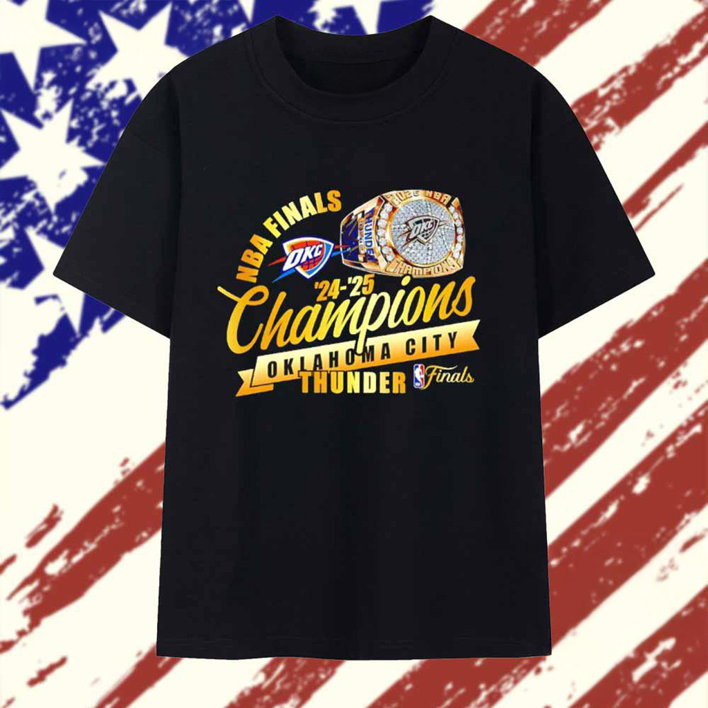NBA Finals Champions 202425 Oklahoma City Thunder Ring Diamonds T-Shirt OKC Merch Dad Gifts