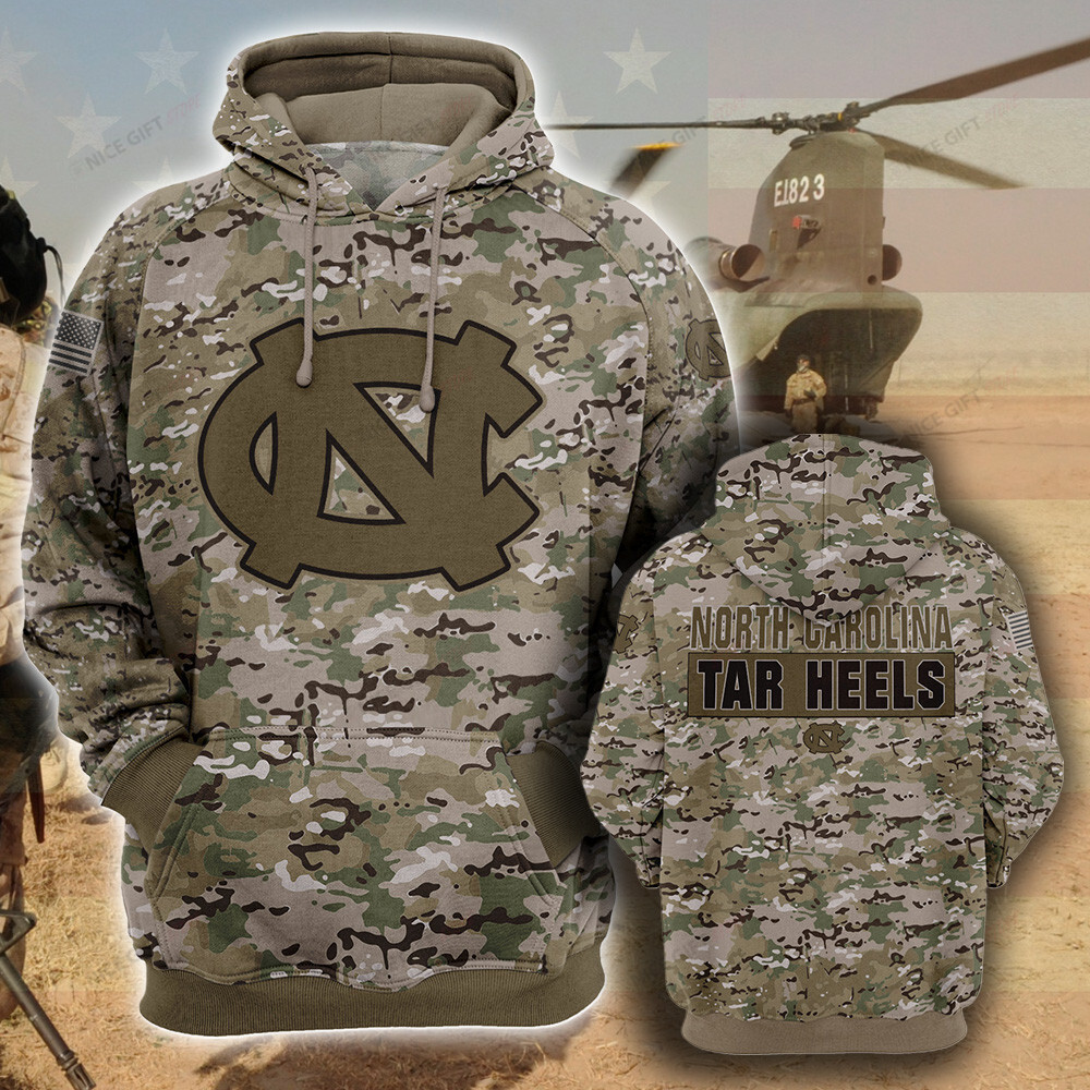 NCAA North Carolina Tar Heels Camouflage 3D Hoodie MTD2T2