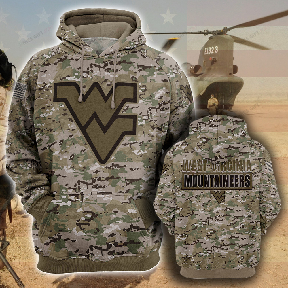 NCAA West Virginia Mountaineers Camouflage 3D Hoodie MTD2T2