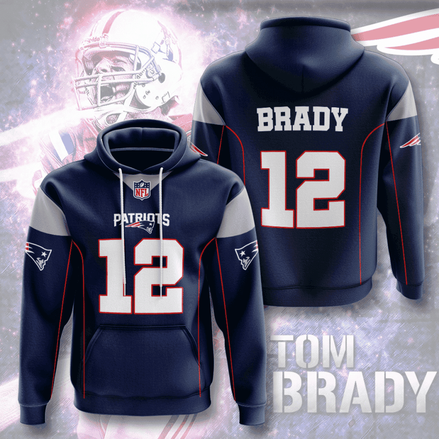 New England Patriots Tom Brady 12 Hoodie Zip Hoodie