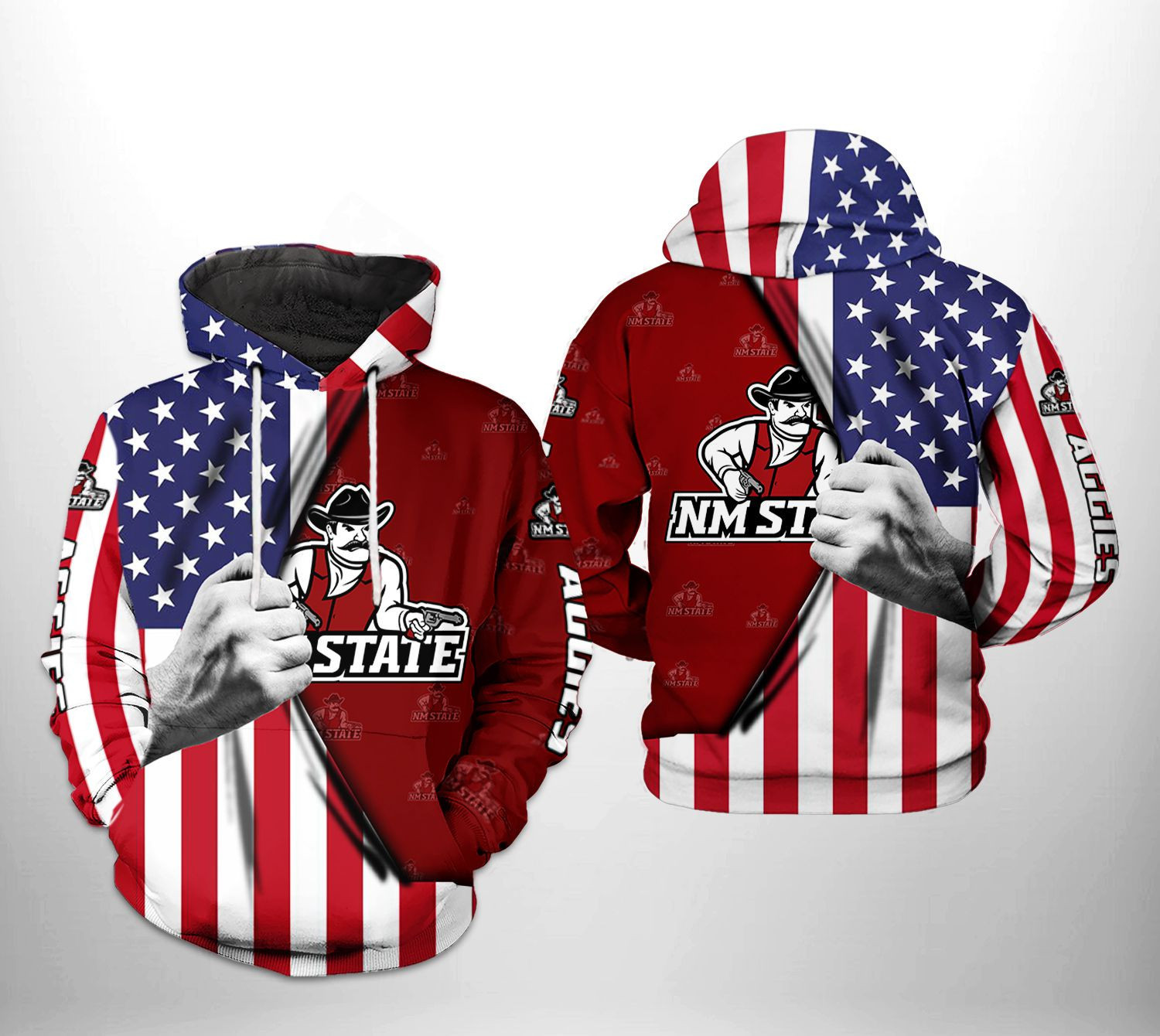New Mexico State Aggies NCAA US Flag Hoodie Zip Hoodie