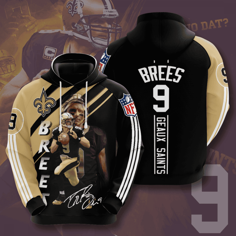 New Orleans Saints Brees 9 Hoodie Zip Hoodie Version 1180