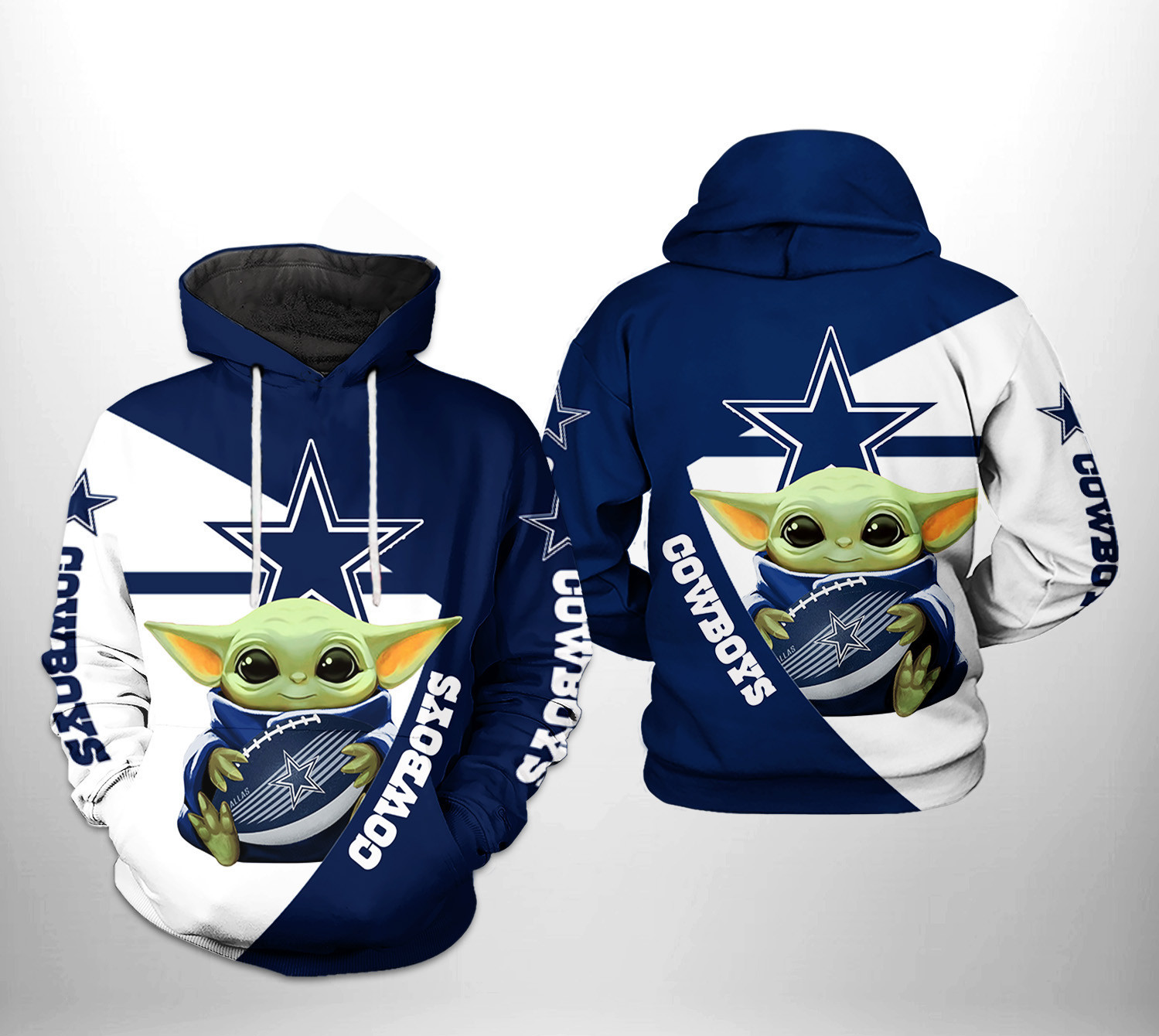 NFL Dallas Cowboys NFL Baby Yoda Team Hoodie Zip Hoodie