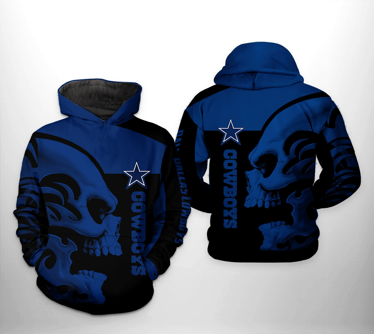 NFL Dallas Cowboys NFL Skull Hoodie Zip Hoodie Version 1398