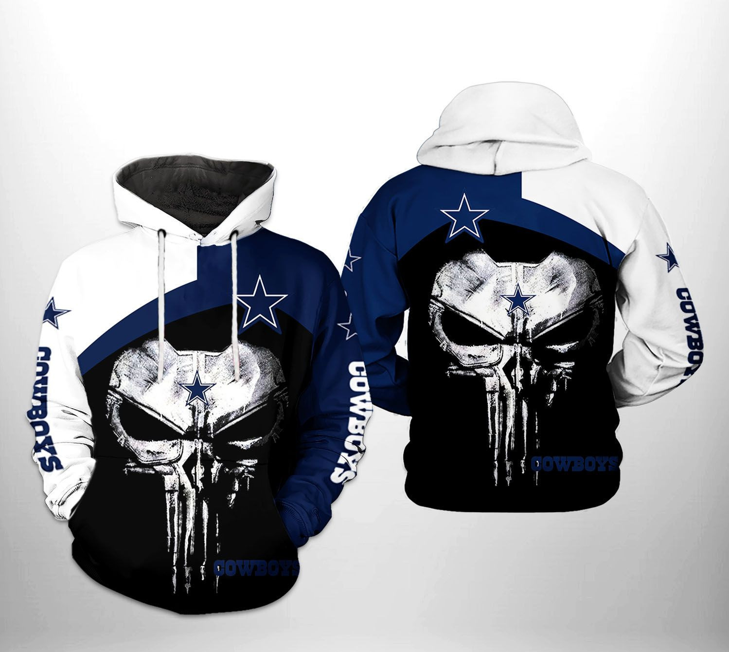 NFL Dallas Cowboys NFL Skull Punisher Team Hoodie Zip Hoodie