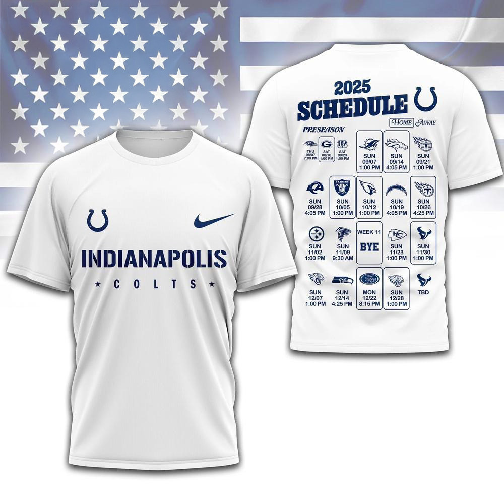 NFL Indianapolis Colts 2025 Schedule 2025 White Shirt Indianapolis Colts Merch Gifts For Fans