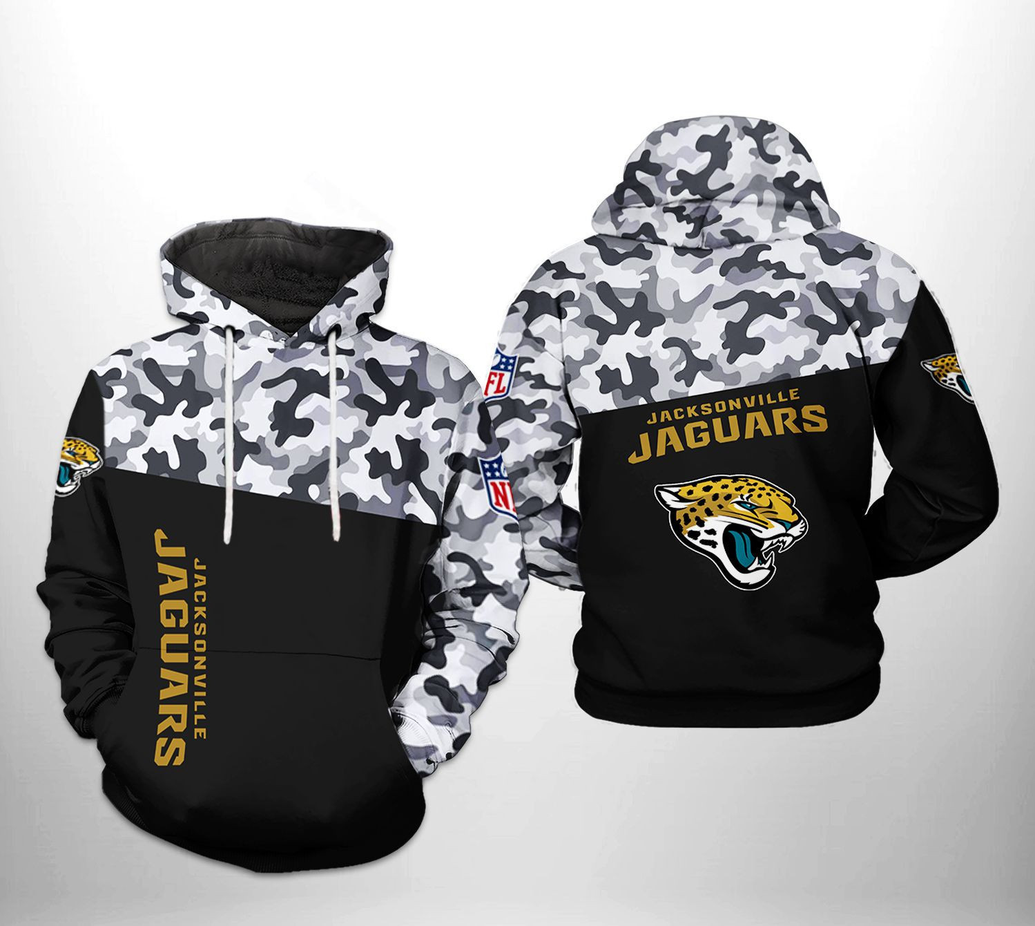 NFL Jacksonville Jaguars NFL Camo Veteran Team Hoodie Zip Hoodie