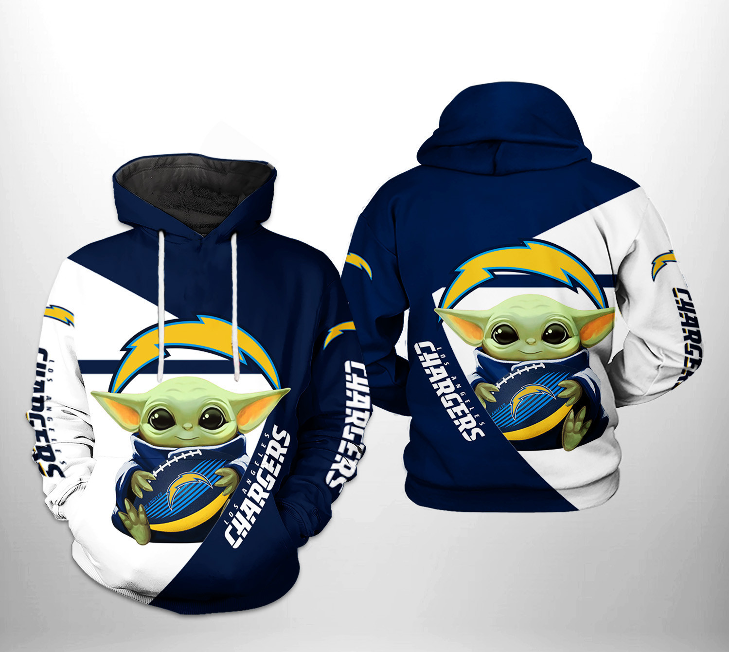 NFL Los Angeles Chargers NFL Baby Yoda Team Hoodie Zip Hoodie