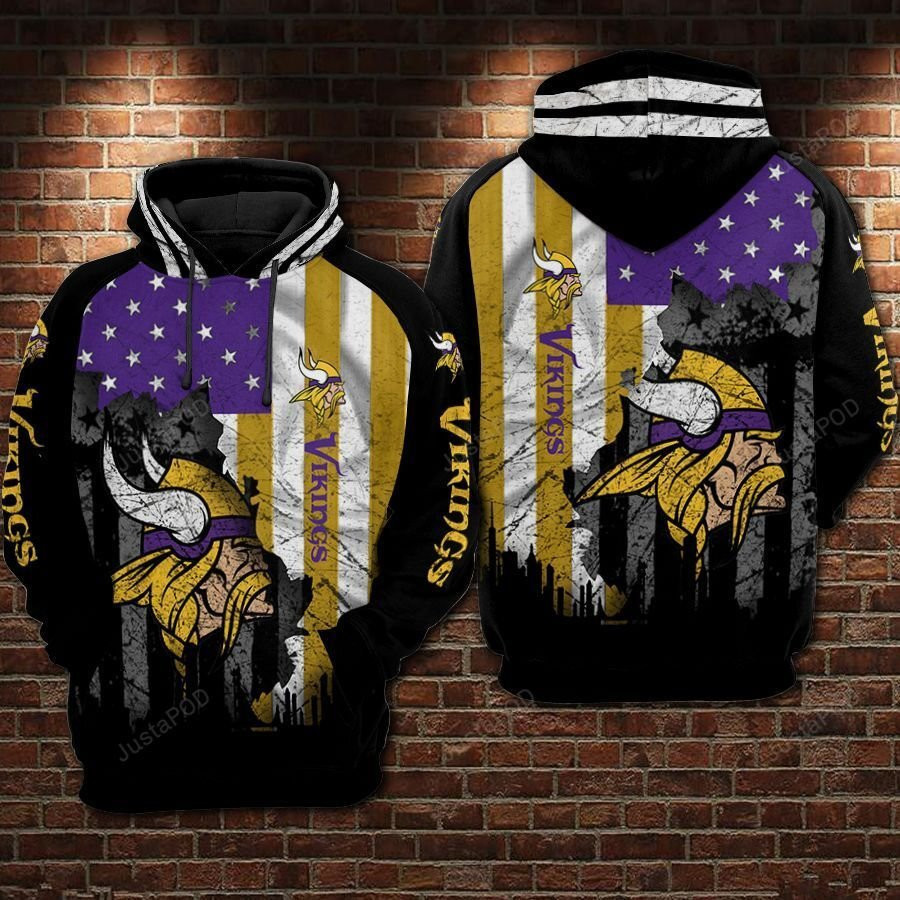 NFL Minnesota Vikings Nfl Football Flag American Hoodie Zip Hoodie