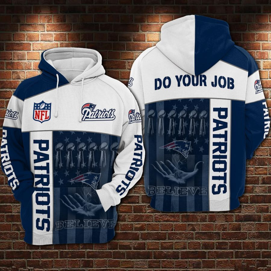 NFL New England Patriots Nfl Football Hand Believe Hoodie Zip Hoodie