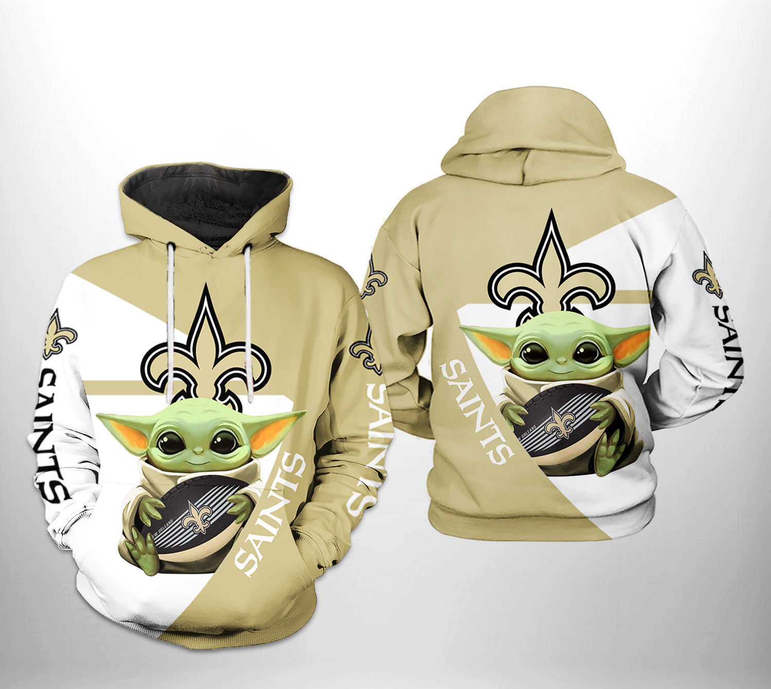 NFL New Orleans Saints NFL Baby Yoda Team Hoodie Zip Hoodie