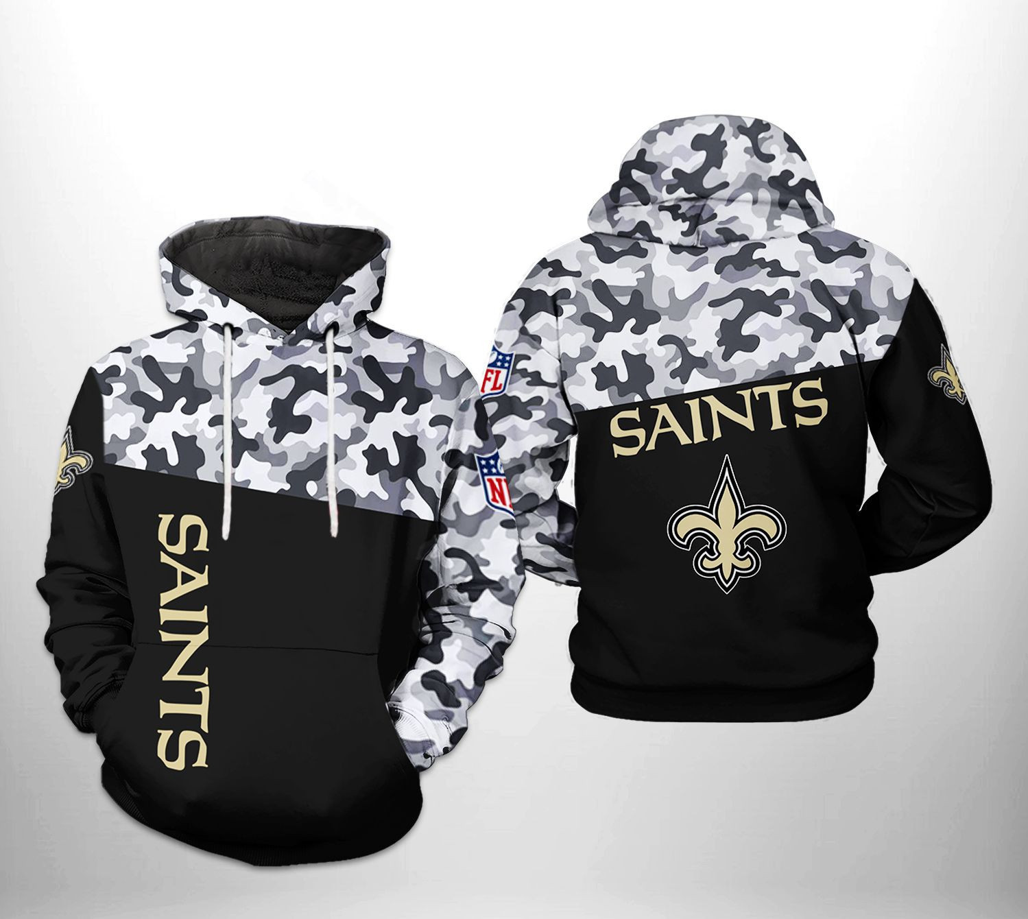 NFL New Orleans Saints NFL Camo Veteran Team Hoodie Zip Hoodie