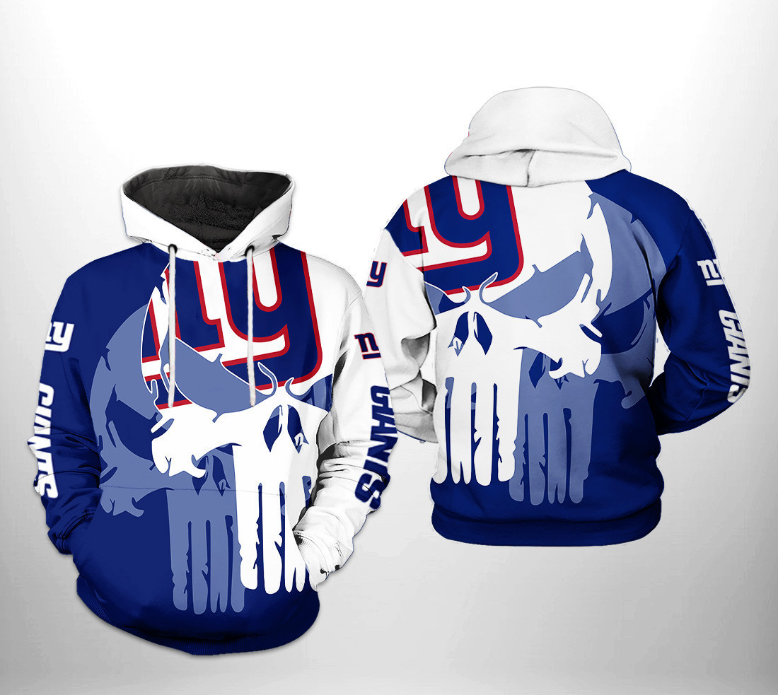 NFL New York Giants NFL Team Skull Hoodie Zip Hoodie