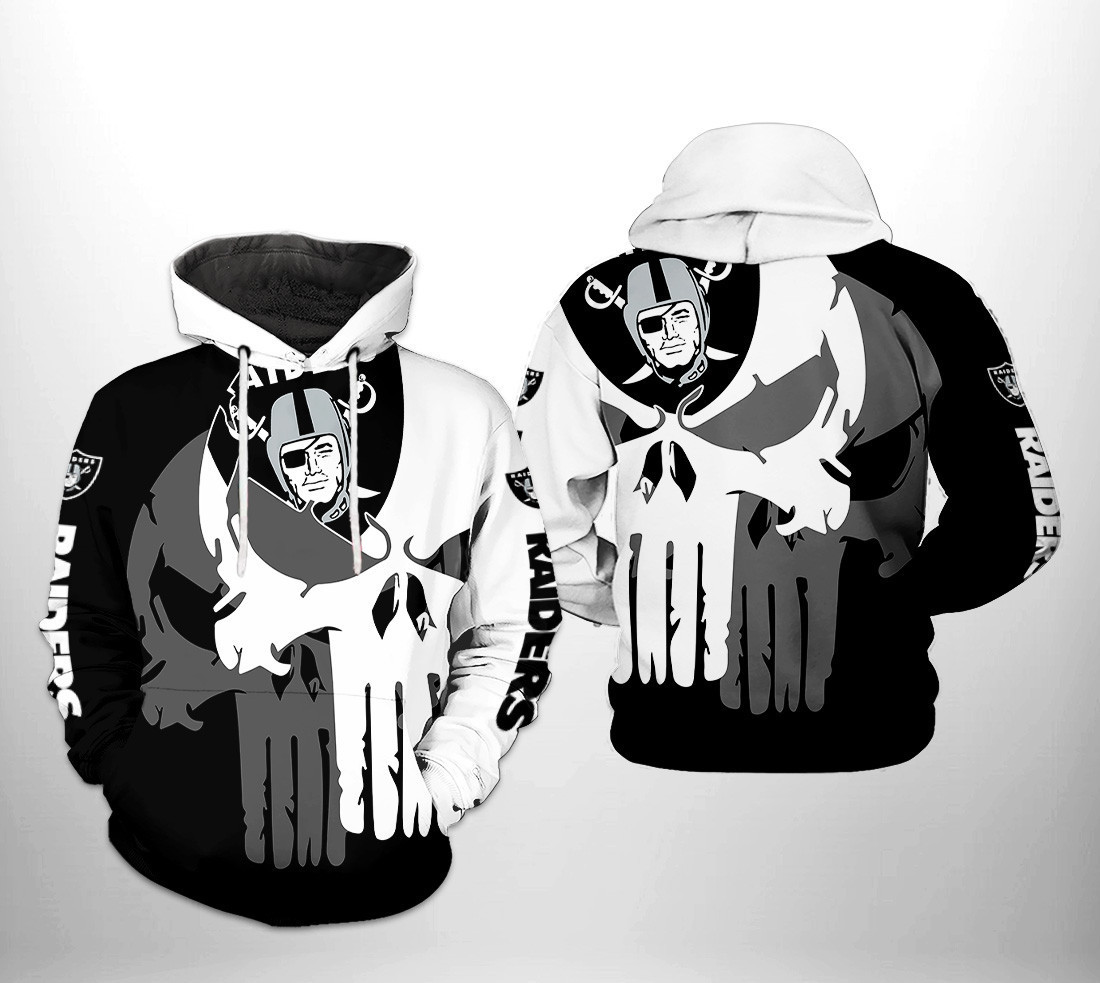 NFL Oakland Raiders NFL Team Skull Hoodie Zip Hoodie