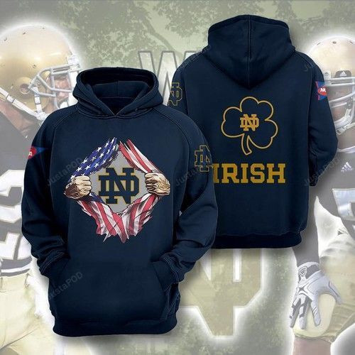 Notre Dame Fighting Irish Ncaa American Ripped Hoodie Zip Hoodie Version 783
