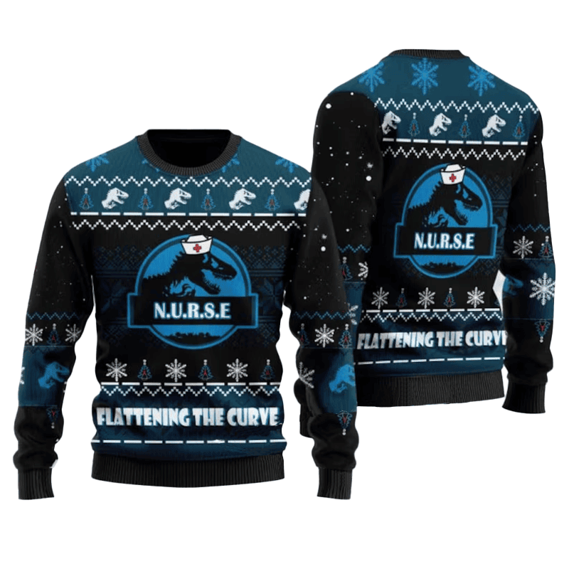 Nurse Dinosaur Ugly Christmas Sweater