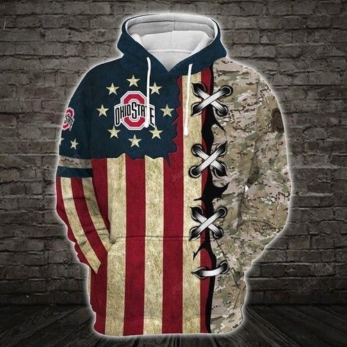 Ohio State Buckeyes Ncaa American Flag Hoodie Zip Hoodie