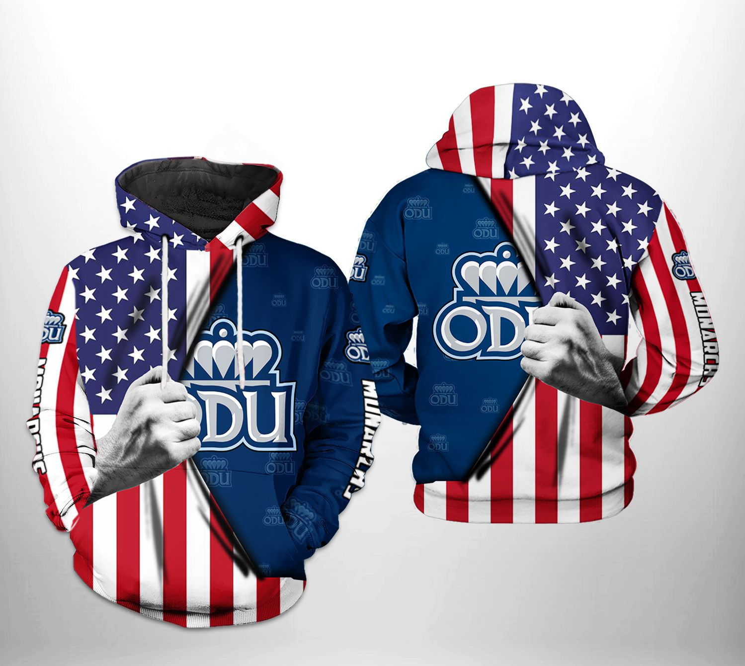Old Dominion Monarchs NCAA US Flag Hoodie Zip Hoodie