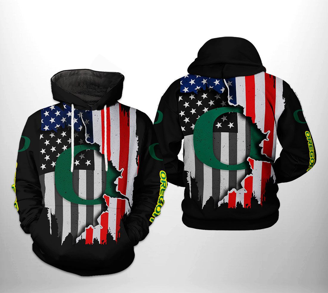 Oregon Ducks NCAA US Flag Hoodie Zip Hoodie