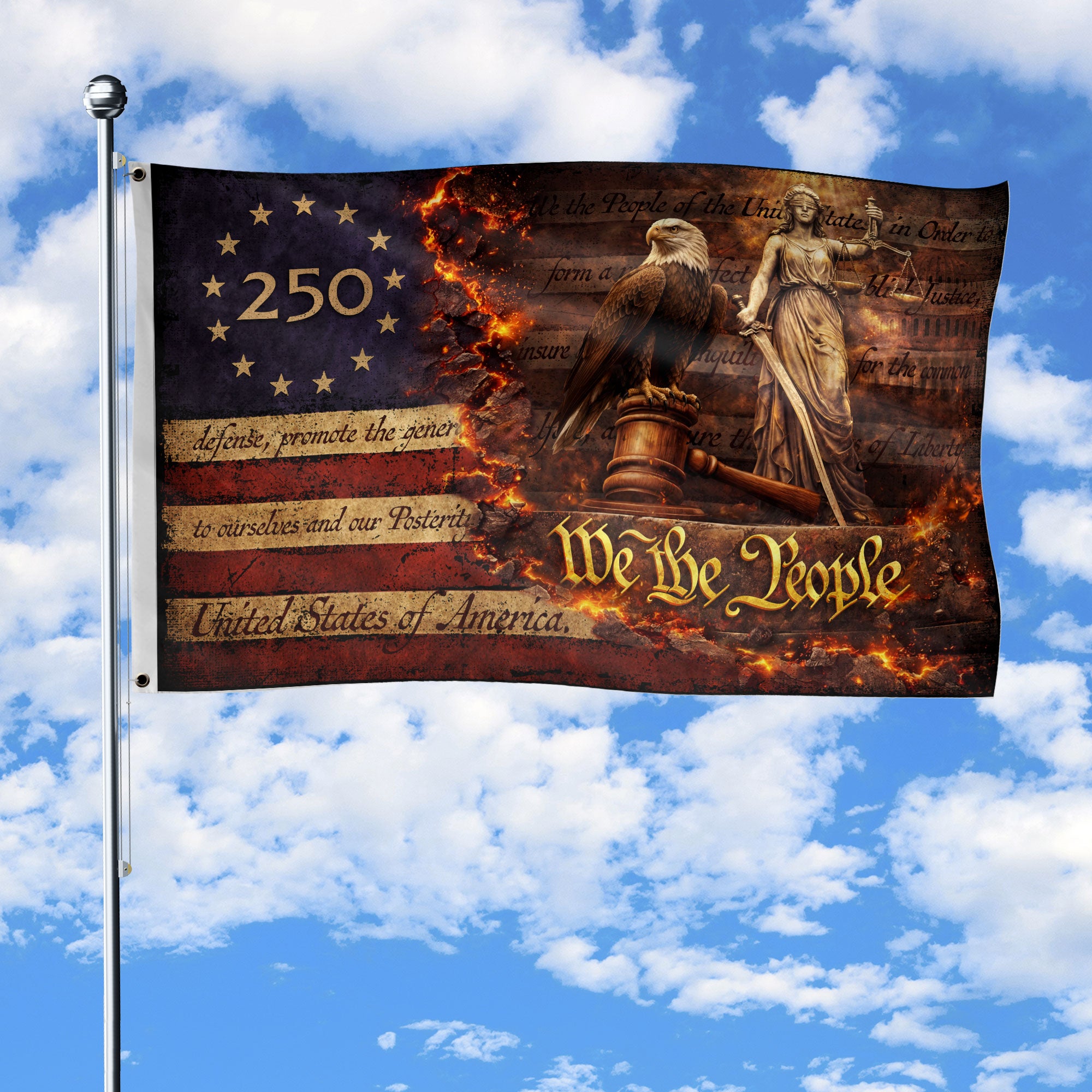Patriotic Eagle Justice House Flag We The People 1776-2026 250 Years Blessings