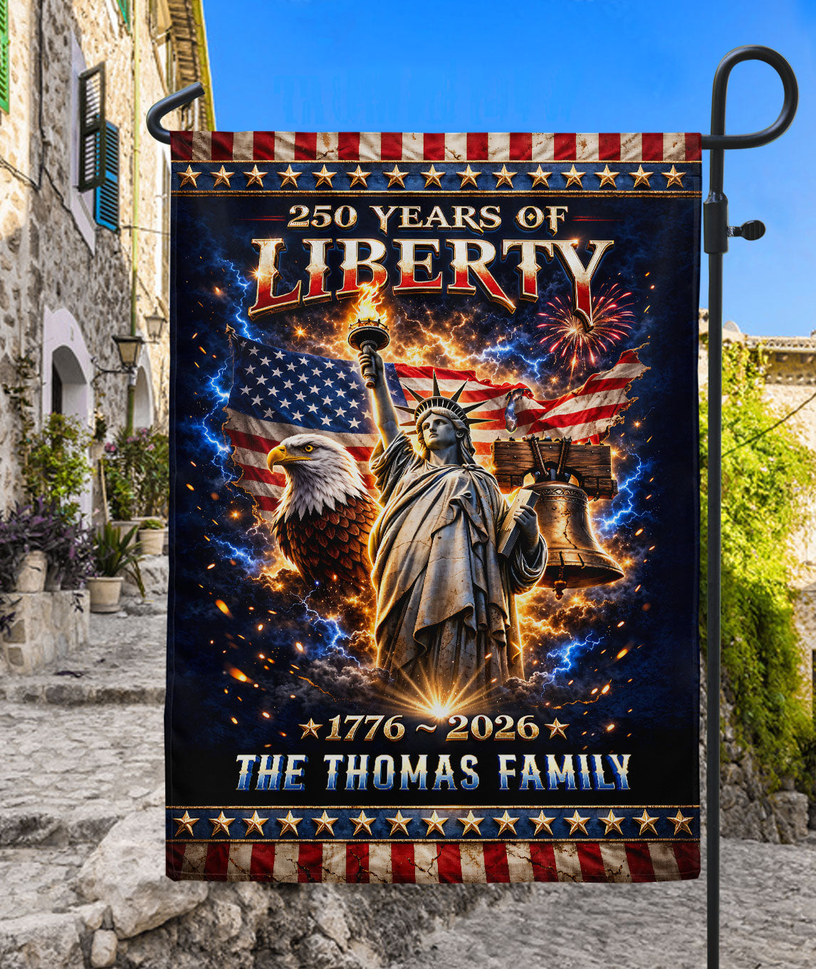 Personalized 250 Years USA Garden Flag with Liberty Eagle Design 1776-2026