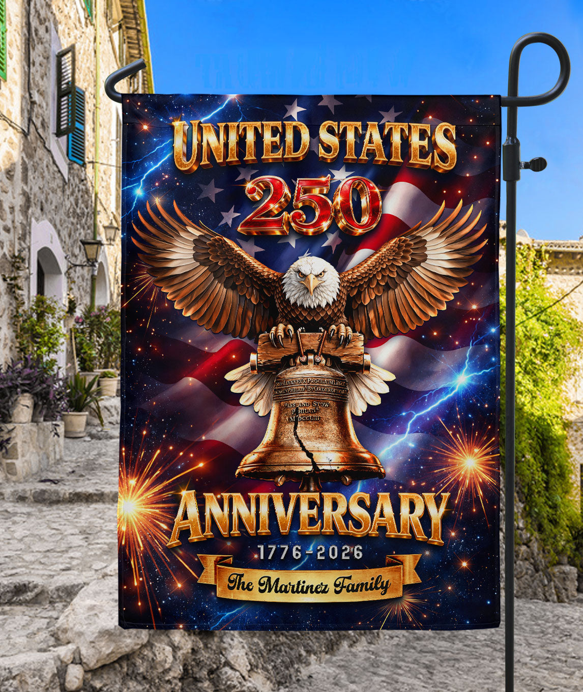 Personalized American 250-Year Garden Flag with Eagle Liberty Bell 1776-2026