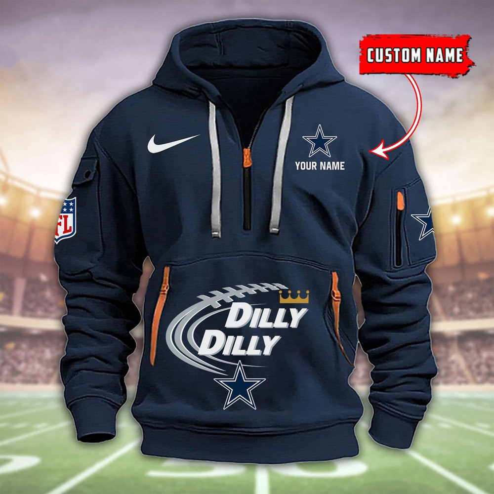 Personalized NFL Dallas Cowboys Dilly Dilly Quarter Half Zip Hoodie Clothing Gifts For Fans