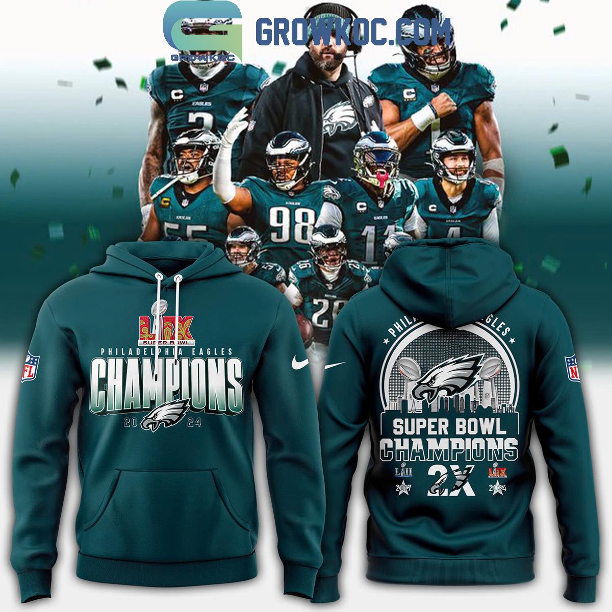 Philadelphia Eagles 2X Super Bowl Champions Hoodie T Shirt